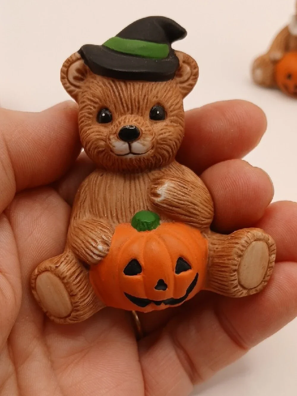 3 Homco Halloween Pumpkin Jack-o-Lantern Bear Figurines #'s 5311 & 1413